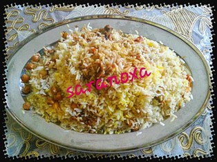 الأرز بالدجاج و الحمص على الطريقة الخليجية بالصور