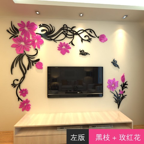 New-arrival-Crystal-three-dimensional-wall-stickers-Fashion-flower-vine-Butterfly-tv-wall-acrylic-3d-relief