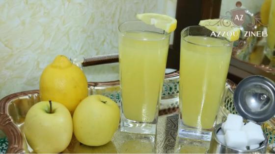 2تفاحات و ليمونة حامضة تحضري بيهوم لتر و نصف من العصير المنعش Jus de citron et pomme