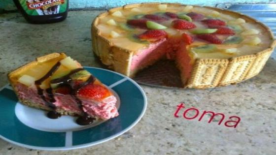 تشيز كيك بارد بالفواكه كيحمر الوجه